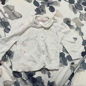 White Kids Sweater with Pink Accents